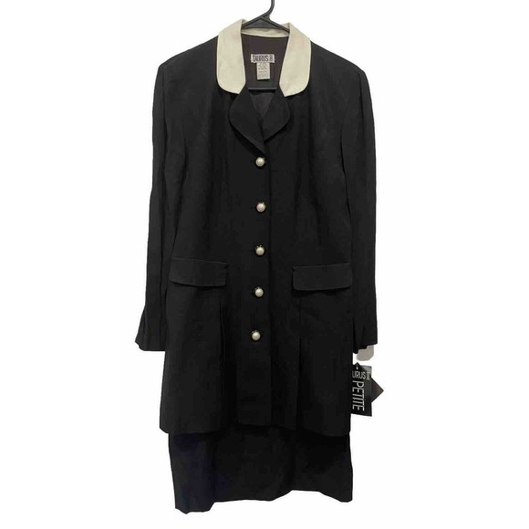 Vtg NWT Taurus II Black Gold Button Collared Dress Pencil‎ Vtg 80s Womens 10P - Picture 1 of 7